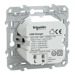 Odace - prise USB double - charge rapide - type A+C - blanc - 18W - 3,4A -  S520219 - Schneider Electric
