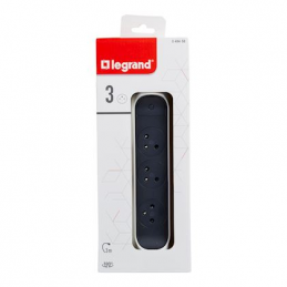 Legrand 049458 Rallonge 3x2P+T Surface avec interrupteur et cordon 3m 3G  1,5mm² - blanc/gris